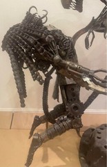 Metal Art Alien VS Predator Inspired Recycled Metal Sculpture Super Rare ! Used
