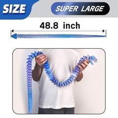 48.8″ Large 3D Printed Articulated Snake Toy – Movable Teeth, Fidget Decor for H