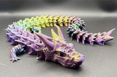 3D Printed Long Articulated Dragon Triple Silk Large 20 Inches 3 Color Shifting