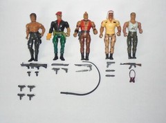 Lot of 5 1985 Coleco Rambo Figures Weapons Gripper Mad Dog Nomad Sergeant Havoc