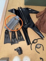 1960s GI Joe 43 Pc. Accessory Lot + Green Footlocker Storage Trunk Handles