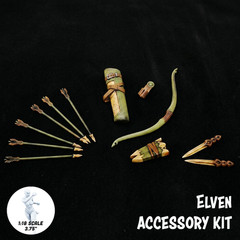 1:18 Scale Elven Mini Gear Kit (Bow, Quiver and Blade Pack for 3.75″ – 4″