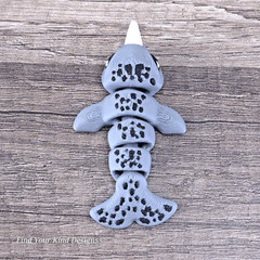 Narwhal Hatchling – 3D Printed Articulated Flexi Fidget Desk Pet