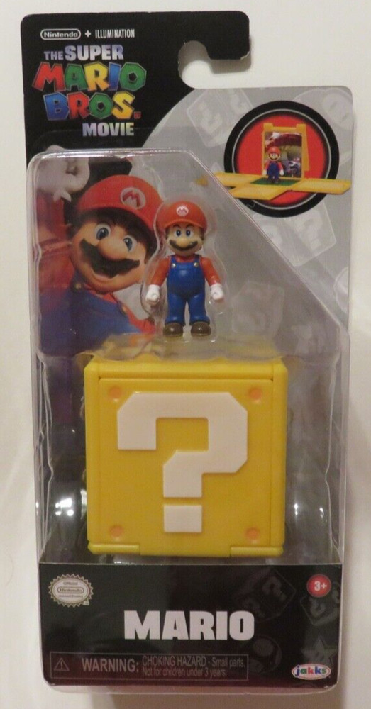 Jakks Pacific Super Mario Bros Movie Mario 1.25 in Figure w/ Question Block NEW!