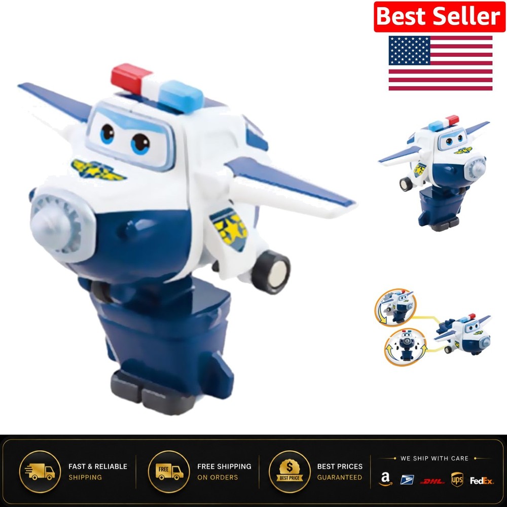 5″ Super Wings Paul Toy – Airplane to Robot Action Figure, No Batteries Required