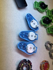Lot of 20 Beyblade Tops Hasbro Collection Plus Rip Cords And Launchers