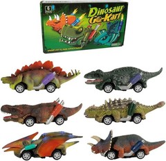 Dinosaur Toy Pull Back Cars, 6 Pack Dino Toys for Kids Ages 3 and Up