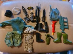 Vintage GI JOE Accessories Lot Boots, Jungle, Goggle, Knives, Guns, Etc