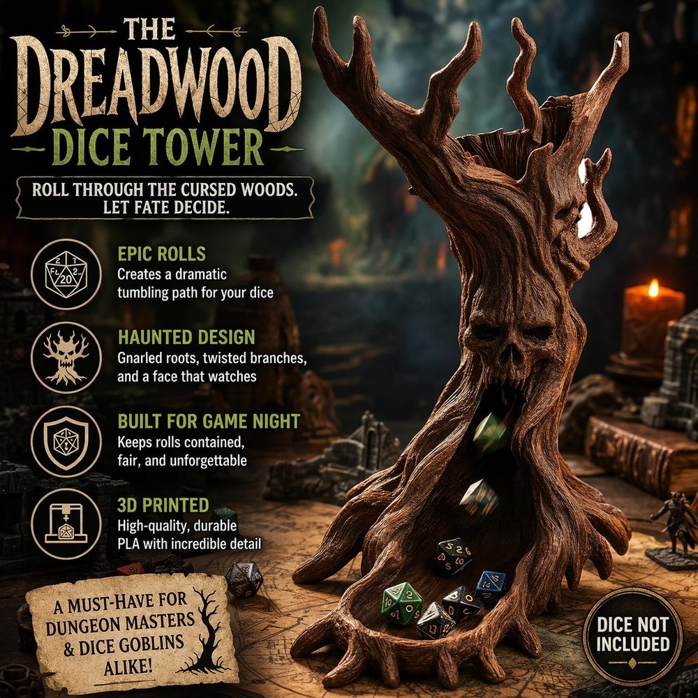 Dreadwood Dice Tower Haunted Tree DND Dice Roller Gothic RPG Tabletop Terrain