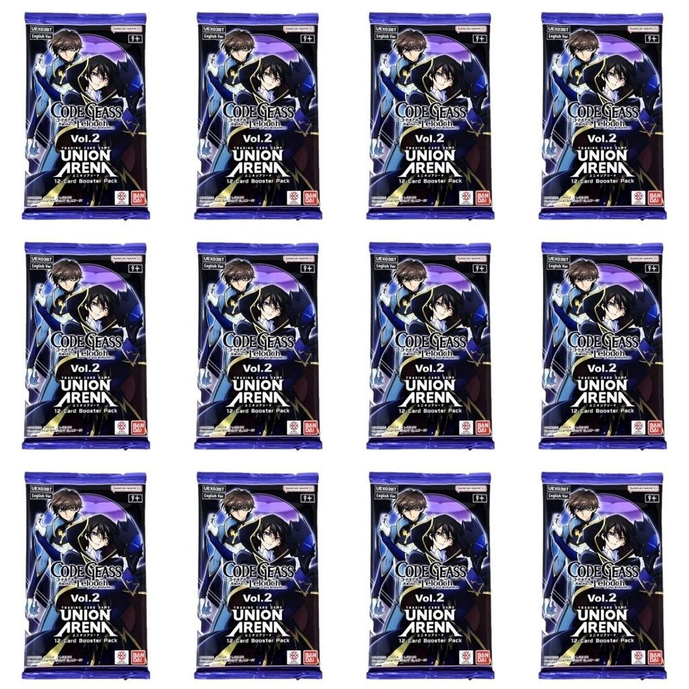 Code Geass Vol 2 Union Arena Trading Card Game – Lot of 12 New Booster Packs