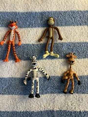 Set Lot Of 4 Bendy Cartoonish Figures Wire posable Figures
