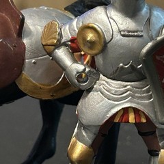 Papo Medieval Knight Red Silver Rider Black Horse Jousting 2001 Figure 3”