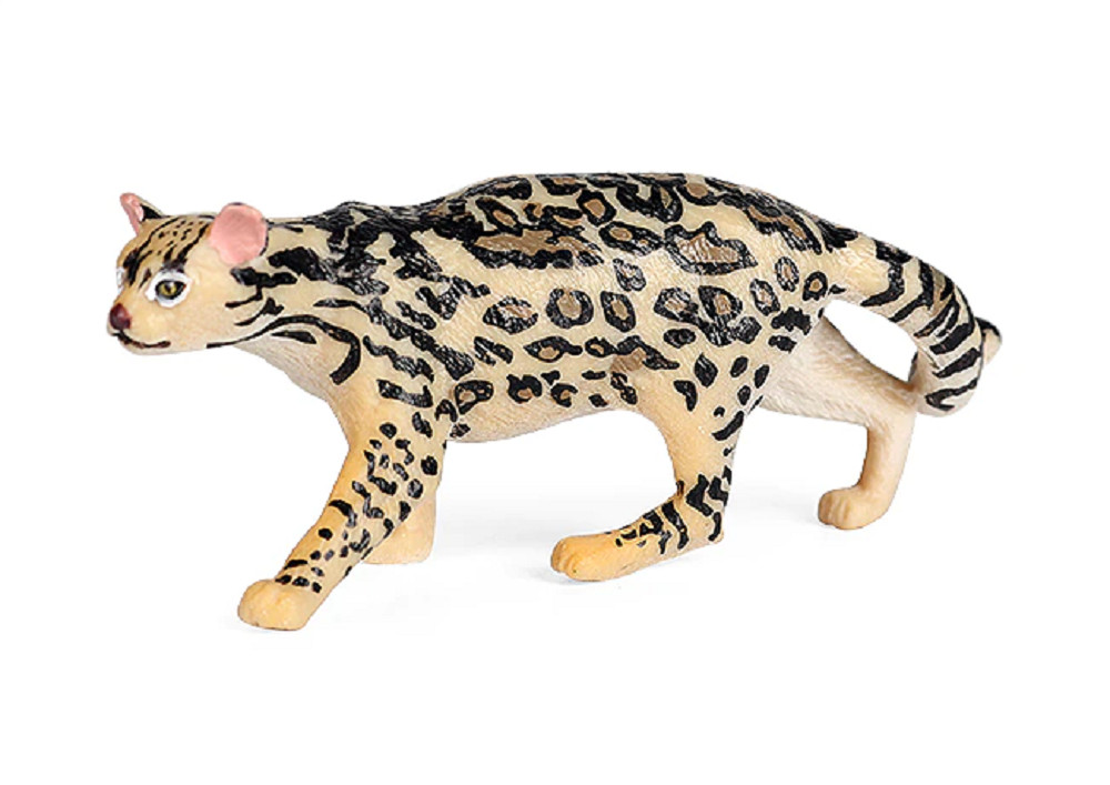 9.5cm Leopardus pardalis Ocelot Spotted Cat PVC Toy Wild Animal Figure Kids Gift