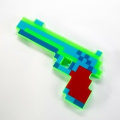 LED Light Up Pixel Toy Gun for Boys and Girls Blue/Red/Green 8 Bit Pistol Toy- 3