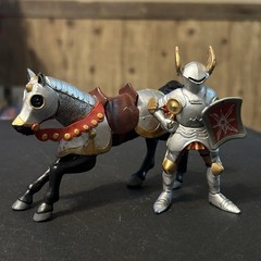 Papo Medieval Knight Red Silver Rider Black Horse Jousting 2001 Figure 3”