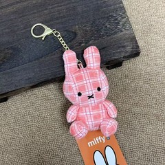 10cm Miffy Korean Limited Edition Checked Plaid Plush Rabbit Keychain Pendant