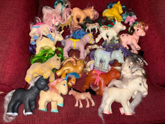 Vintage Lot of 23 Various My Little Pony and Non Pony Pieces Well Used Condition
