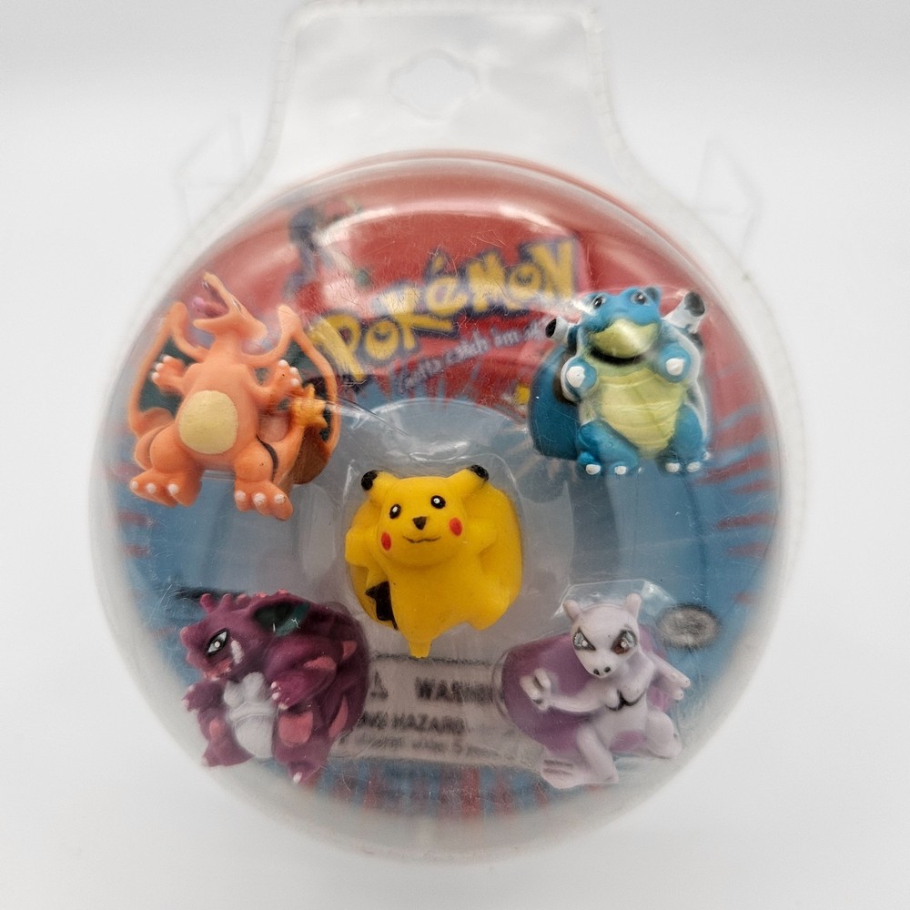 Nintendo 2000 Pokemon Rings Pikachu Charizard Blastoise Nidoking Mewtwo VTG NOS