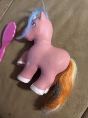 1984 Remco Pretty Pets Pink Unicorn With Rainbow Hair My Little Pony Style Toy