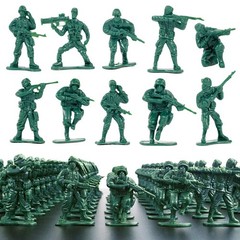Plastic Army Men Action Figures 10 Unique Sculpts 2″ Pack of 100 Green