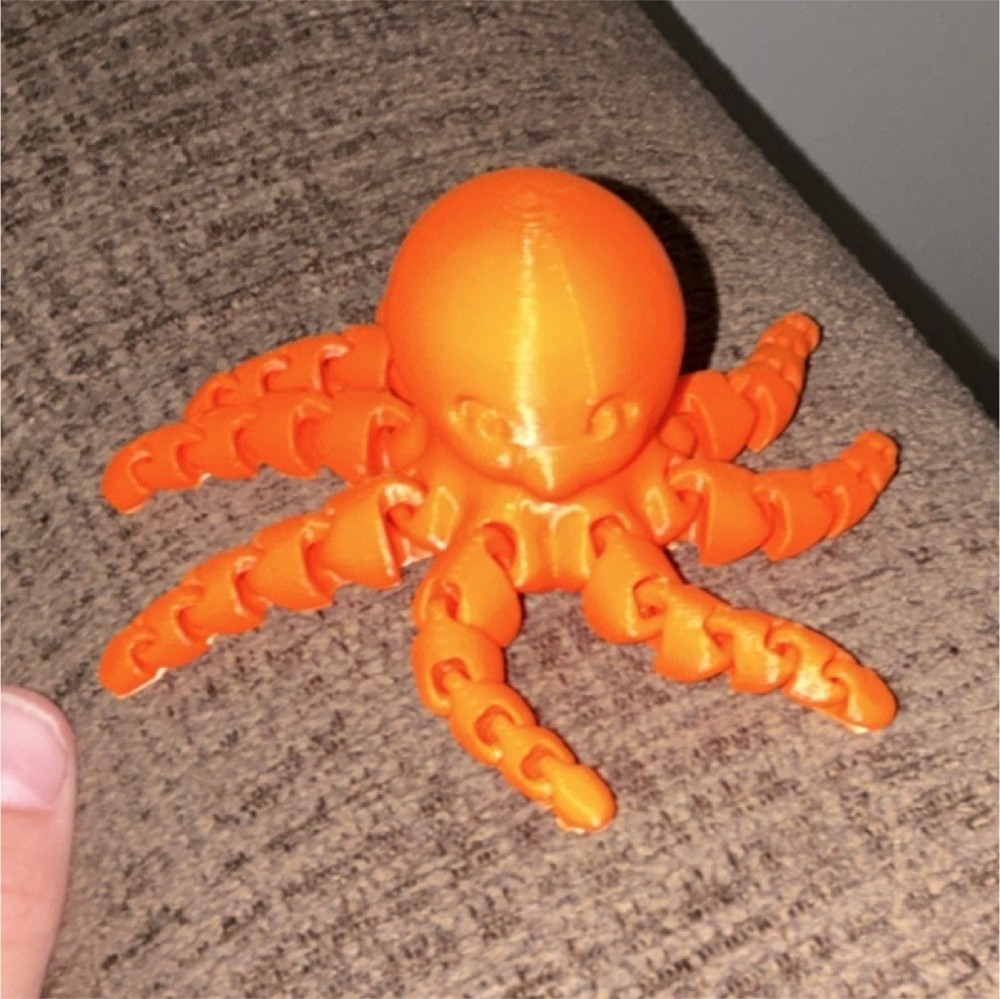 Fully Jointed Orange Articulated Octopus Plastic Figurine
