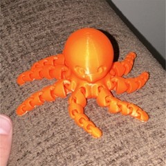 Fully Jointed Orange Articulated Octopus Plastic Figurine