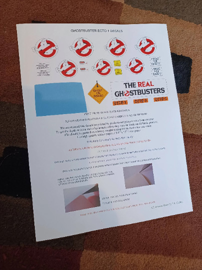Kenner Ghostbusters ECTO 1 Decals