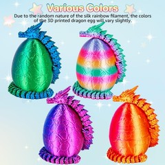 4Pcs 3D Printed Dragon Eggs with Articulated Dragon Inside, 8.86″ Flexible ..