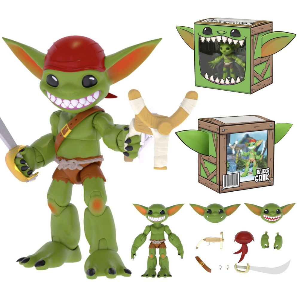 Plunderlings Raider Gank Pirate Action Figure Toy | 1:12 Scale, 25 POA, 3 Mag…