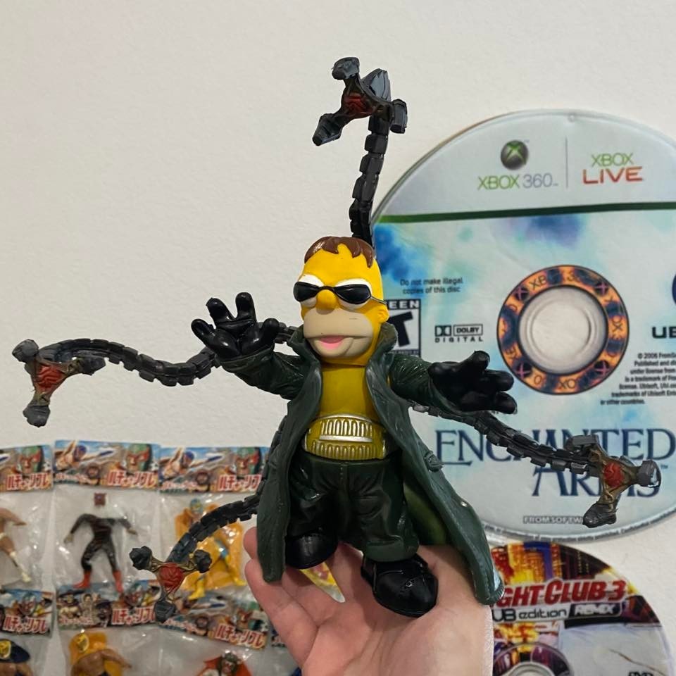 RARE HOMER AS DOC OCK SPIDERMAN 7″ FIGURE MEXICO DESIGNER ART TOY MARTIN LOPEZ