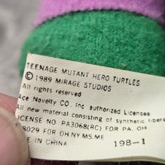 Vintage 1989 TMNT Donatello Plush Ace Novelty Teenage Mutant Hero Turtles 8.5″