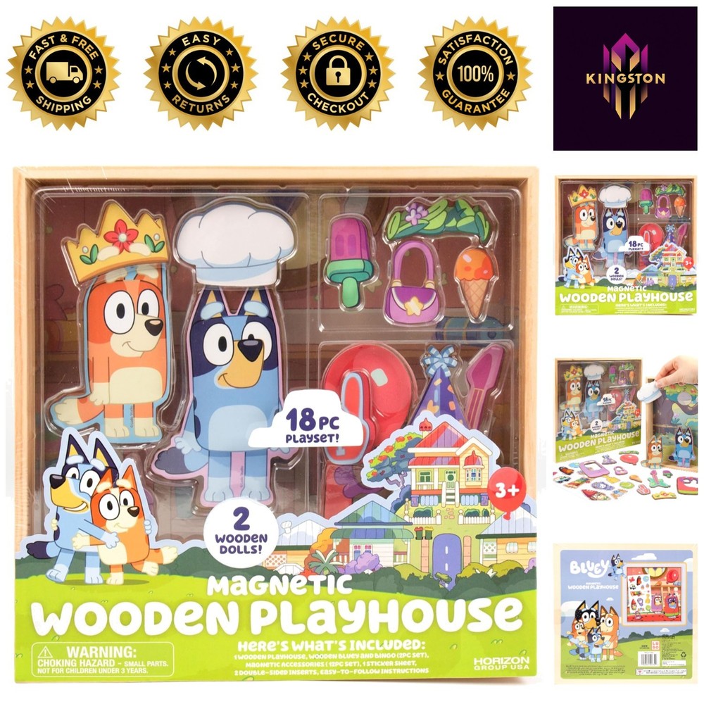 Bluey 18-Piece Playset – Wooden Magnetic Dolls for Engaging Playtime Adventures