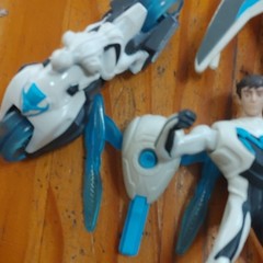 Action Figure Set w/ Vehicle & Accessories White Blue Black Gray Plastic Toy
