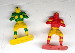Set of 2 Vintage Louis Marx Plastic Football Player Figurines 1969 Collectible