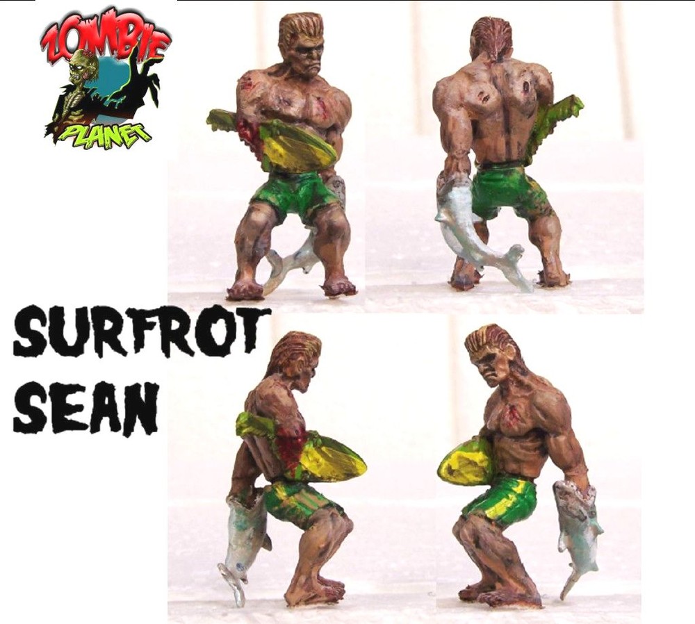 RARE! ZOMBIE PLANET Surf Rot Sean Surfer Dude 2″ Toy Figurine Character Zombies