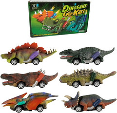 Dinosaur Toy Pull Back Cars, 6 Pack Dino Toys for Kids Ages 3 and Up
