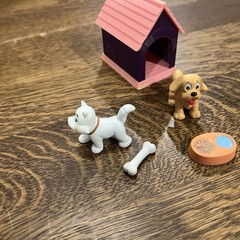 VTG 90s Jasman My Precious Pets Lot with Dog House And Dogs Food Bowl Bone