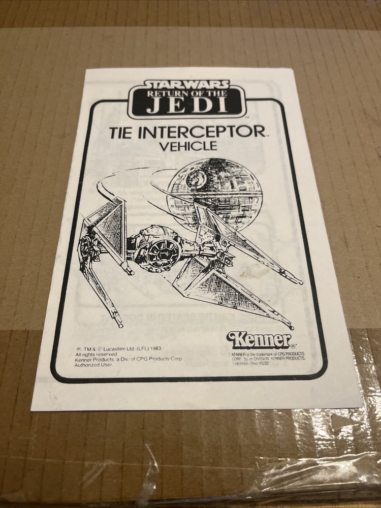 Star Wars Tie Interceptor Vehicle 1983 Vintage Instructions RARE