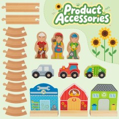 Wooden Train Set for Toddler, Wooden Tracks fits Thomas, fits Brio, fits Chug