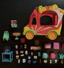 Large Lot Of Shopkins Moose Toys Collectible Mini Figures, Bags, Smoothie Truck