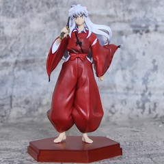20cm Inuyasha Anime Figure Standing Pose White Black Hair Collectible Statue