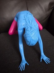 SIGNED Ron English LADY LIPS BLUE/PINK Vinyl Toy Figure Popaganda LE 45/50