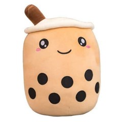 Soft Boba Milk Tea Pearl Bubble Brown White Pink Green Plush Pillow Stuffed Doll