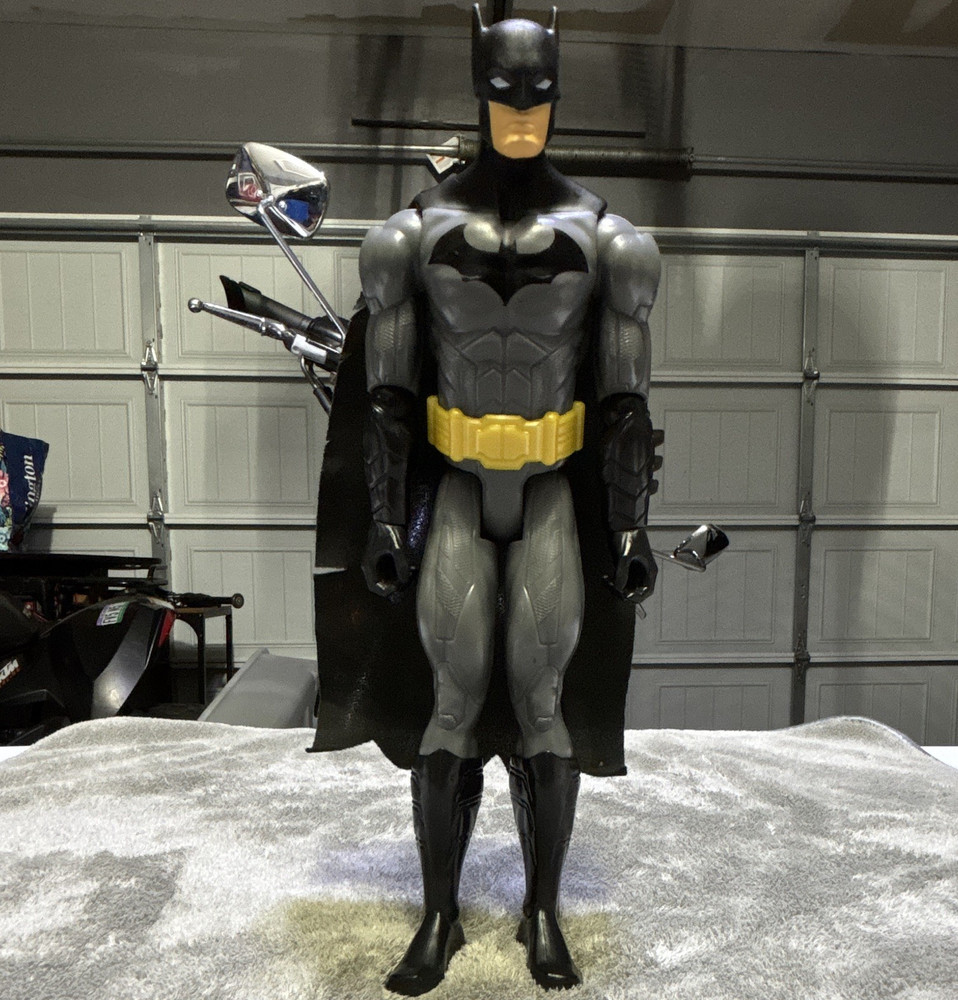 Batman Action Figure w/ Cape, Gray/Black/Yellow Plastic & Fabric