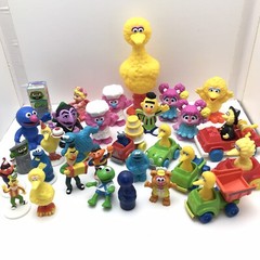 Vintage Sesame Street Figures Muppets Grover Big Bird Die Cast Toys Cake Toppers