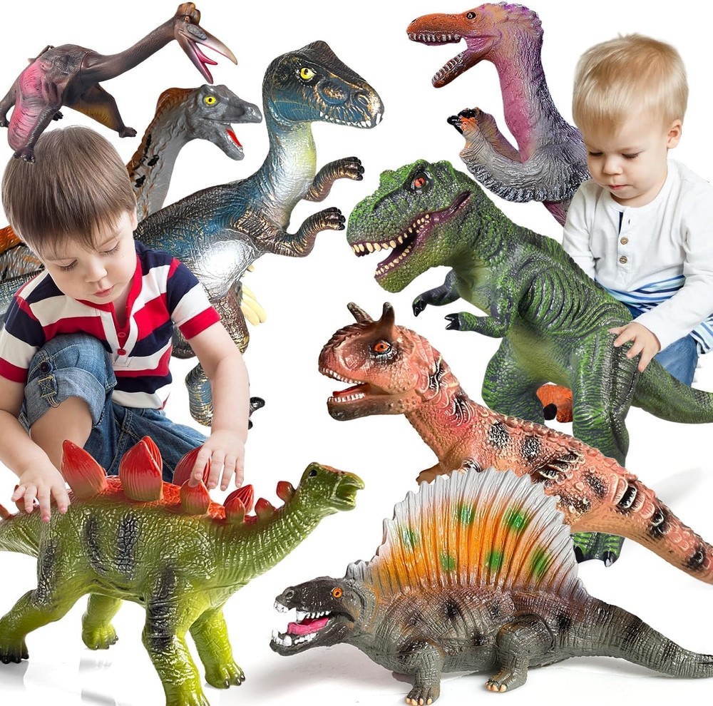 8 PCS Jumbo Dinosaur Toys for Kids Toddler 3-5 5-7 Years,Perfect Dinosaur Par…