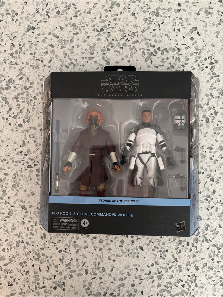 Star Wars Black Series Exclusive Plo Koon Clone Commander Wolffe New Sealed 2 Pk