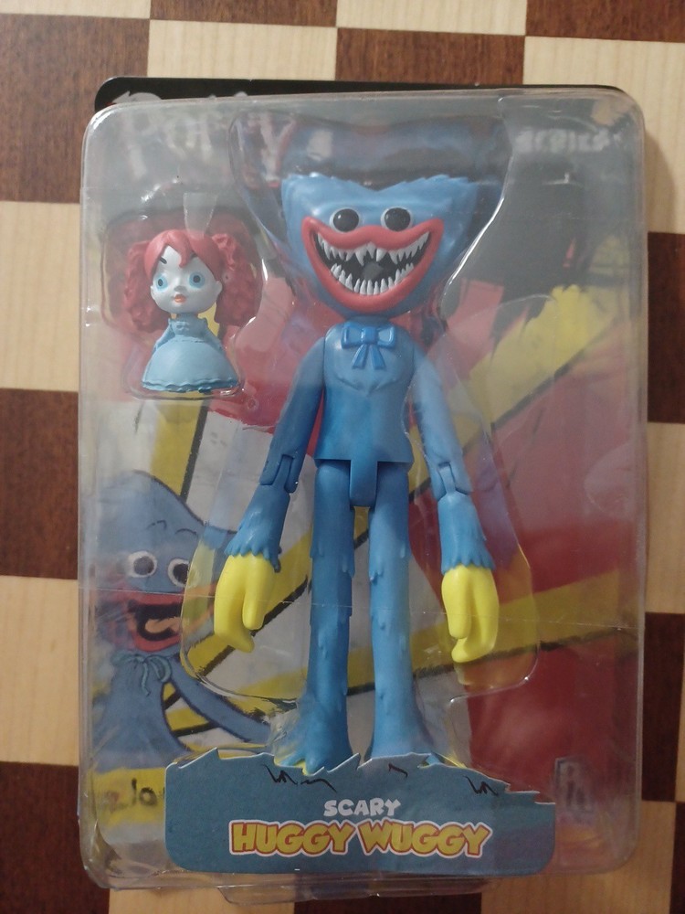 Poppy Playtime Poseable scary HUGGY WUGGY 5″ Action Figure. NEW DAMAGED BOX