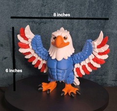 Articulated Bald Eagle 3D Printed Flexi Figure Poseable Wings USA Bird Patriotic