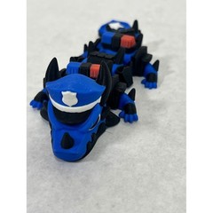 3D Printed Articulated Police Dragon Blue Black Flexible Figurine Toy 5.5 Inch